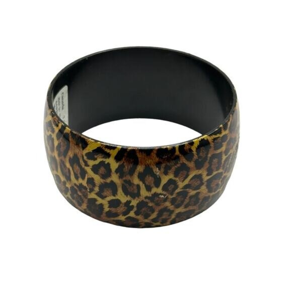 Set Of 3 Leopard Print Resin Bangle Bracelets For Women - Picture 5 of 9